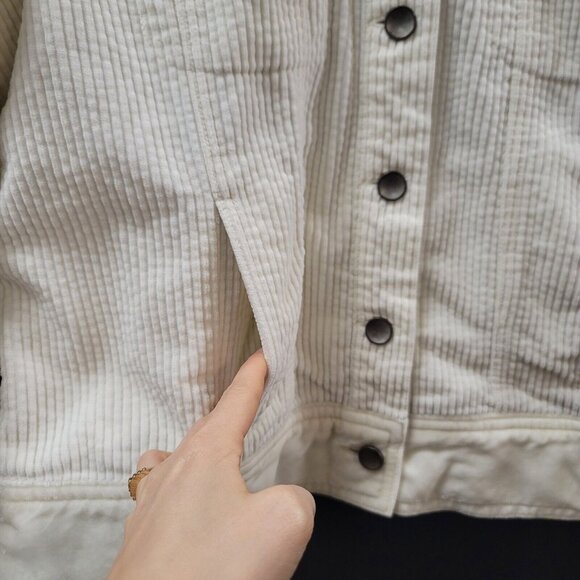 J Jill Womens Corduroy Button Up Jacket Size M Ivory Clean Girl Neutral Retro - Picture 2 of 9